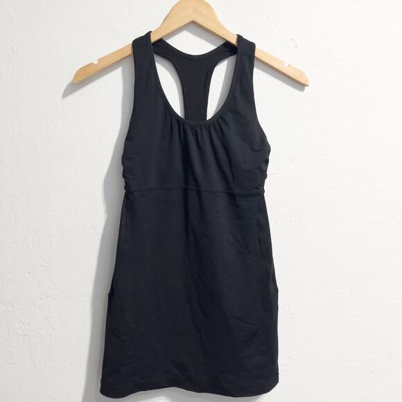 Lululemon Tank Top Sz 6 Medium Black Active Turbo Active Cut Out - Picture 1 of 8